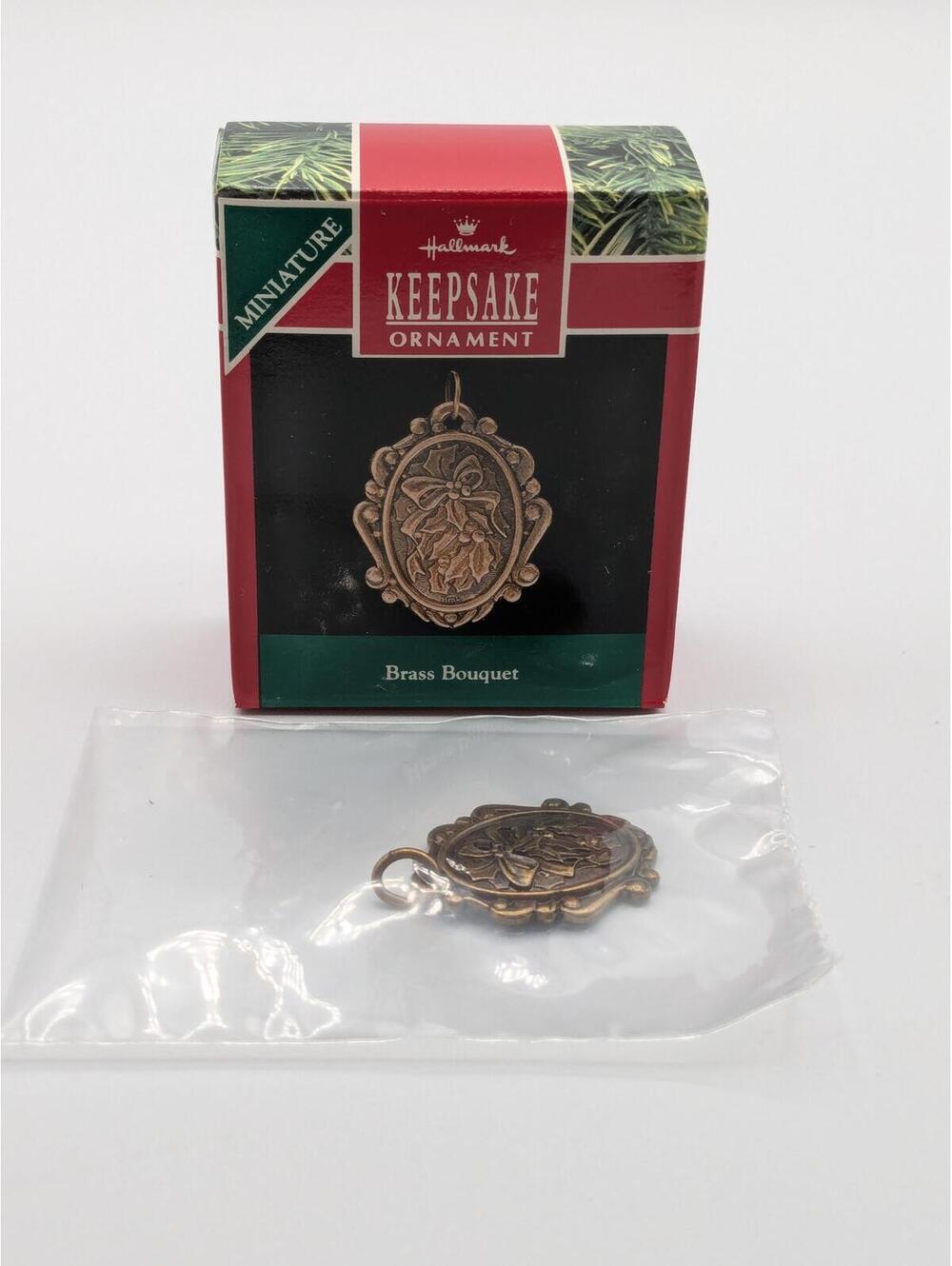 Hallmark Keepsake Brass Bouquet Miniature Ornament 1990, New in Box